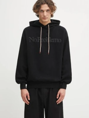 No Problemo bluza bawełniana Reverse Fleece Hoodie męska kolor czarny z kapturem z aplikacją NP2002204