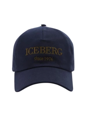 Nocnoniebieska czapka baseballowa z haftowanym logo Iceberg