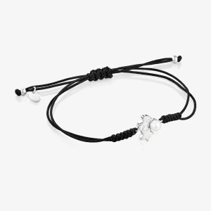 Nocturne - Bransoletka Tous Ze Srebra I Czarnego Sznurka Z Perłą - Tous