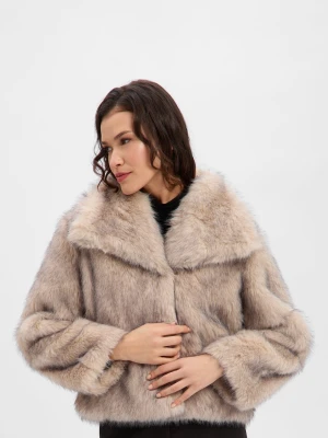 Noisy May Damska kurtka ze sztucznego futra - NMMoira Kobiety beżowy|szary wzorzysty,