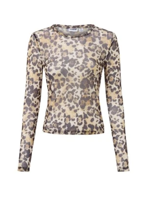 Noisy May Damska siateczkowa koszulka z długim rękawem - NMJudith Kobiety czarny|beżowy wzorzysty,