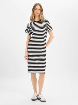 Noisy May Damska sukienka dresowa - Ember Kobiety Bawełna czarny w paski,