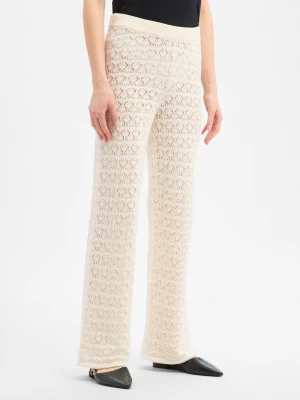 Noisy May Damskie spodnie z dzianiny - Laika Kobiety dzianina grubo tkana biały,