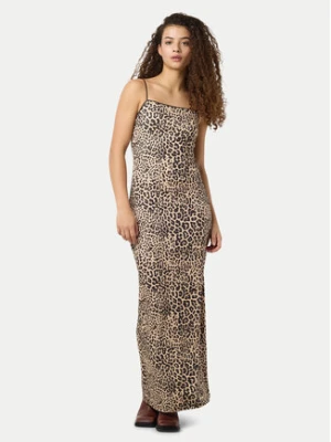 Noisy May Sukienka letnia Avery 27034320 Brązowy Slim Fit