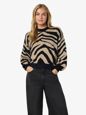 Noisy may Sweter w kolorze beżowo-czarnym rozmiar: XL