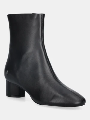 Nokwol botki skórzane Alyssa Black Leather damskie kolor czarny na słupku Alyssa Black Leather