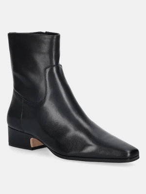Nokwol botki skórzane Dusty Black Nappa damskie kolor czarny na słupku Dusty Black Nappa