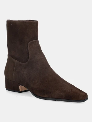 Nokwol botki zamszowe Dusty Chocolate Suede damskie kolor brązowy na słupku Dusty Chocolate Suede