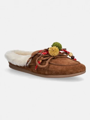 Nokwol kapcie zamszowe Coco Fur Tan Suede