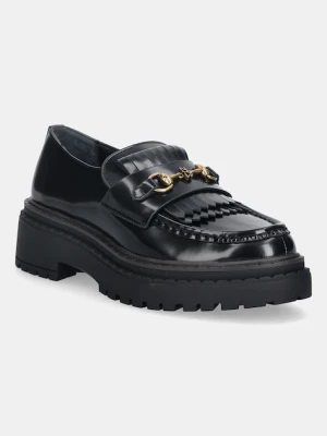 Nokwol mokasyny skórzane Perry Black Box damskie kolor czarny na platformie Perry Black Box