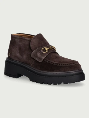 Nokwol półbuty damskie skórzane Pippa Brown Suede