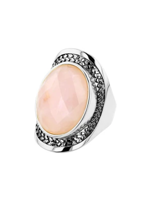 Nomad Srebrny pierścionek z kwarcem różowym rozmiar: 58