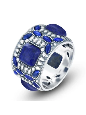 Nomad Srebrny pierścionek z lapis lazuli rozmiar: 58