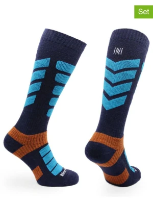 Norfolk Skarpety narciarskie (3 pary) w kolorze czarno-błękitno-czerwonym rozmiar: 39-42