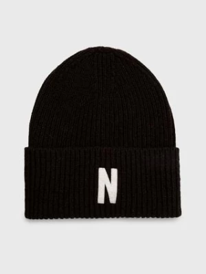 Norse Projects czapka wełniana Merino Lambswool Rib N Logo Beanie kolor brązowy wełniana N95-0953-1037