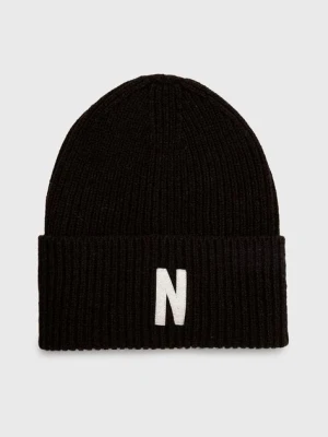 Norse Projects czapka wełniana Merino Lambswool Rib N Logo Beanie kolor brązowy wełniana N95-0953-1037