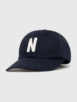 Norse Projects czapka z daszkiem bawełniana Felt N Twill Sports Cap kolor granatowy z aplikacją N80.0128.7004