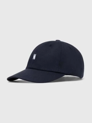 Norse Projects czapka z daszkiem bawełniana kolor granatowy gładka N80.0001.7004-7004