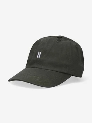 Norse Projects czapka z daszkiem bawełniana Twill Sports Cap kolor zielony gładka N80.0001.8109