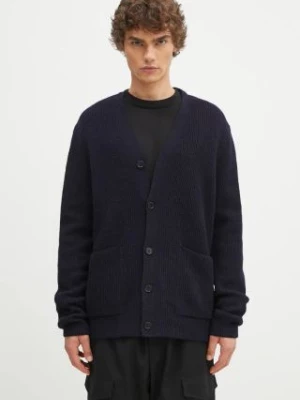 Norse Projects kardigan wełniany Loki Wool Cotton Rib kolor granatowy N45.0618.7004