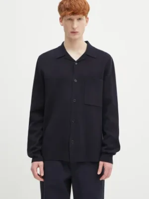 Norse Projects kardigan wełniany Nicolai Merino Cotton Milano Jacket męski kolor granatowy N45.0619.7004