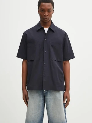 Norse Projects koszula Hermann Travel Light SS męska kolor granatowy relaxed z kołnierzykiem klasycznym N40.0824.7004