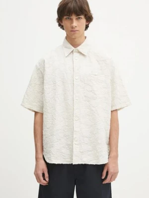 Norse Projects koszula Mo Oversized Fil Coupe SS Shirt męska kolor beżowy relaxed z kołnierzykiem klasycznym N40.0830.0957