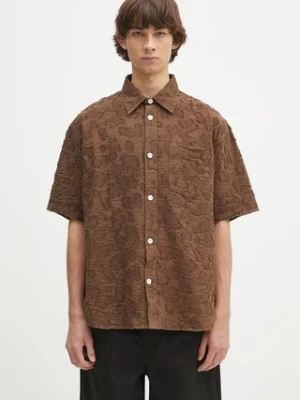 Norse Projects koszula Mo Oversized Fil Coupe SS Shirt męska kolor brązowy relaxed z kołnierzykiem klasycznym N40.0830.2033
