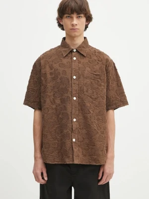 Norse Projects koszula Mo Oversized Fil Coupe SS Shirt męska kolor brązowy relaxed z kołnierzykiem klasycznym N40.0830.2033