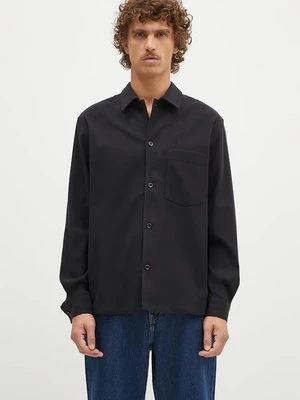 Norse Projects koszula z domieszką wełny Carsten Cotton Wool LS Shirt kolor czarny regular z kołnierzykiem klasycznym N40.0806.9999