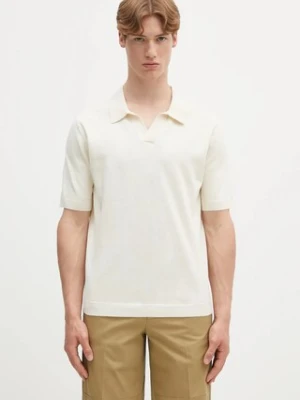Norse Projects polo lniane Leif Cotton Linen Polo męski kolor beżowy gładki N45.0502.0219