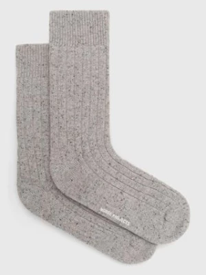 Norse Projects skarpetki z domieszką wełny Bjarki Neps Wool Rib Sock kolor szary N82-0008-1026