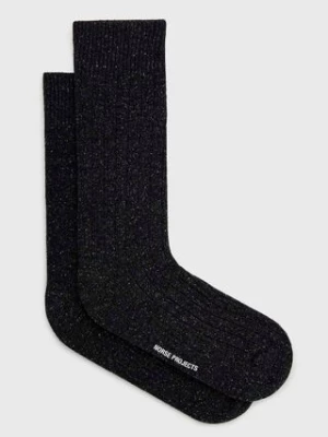 Norse Projects skarpetki z domieszką wełny Bjarki Neps Wool Rib Sock kolor szary N82-0008 1034