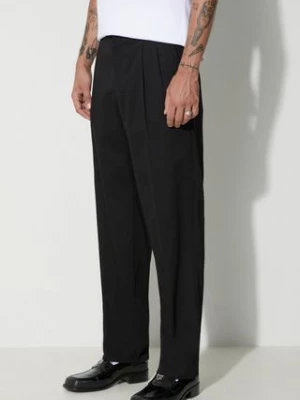 Norse Projects spodnie bawełniane Christopher Relaxed Gabardine Pleated Trouser kolor czarny proste N25-0385-9999