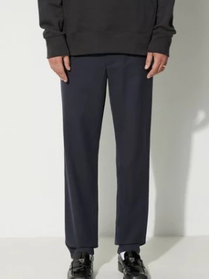 Norse Projects spodnie z domieszką wełny Ezra Relaxed Cotton Wool Twill Trouser kolor granatowy w fasonie chinos N25-0391-7004