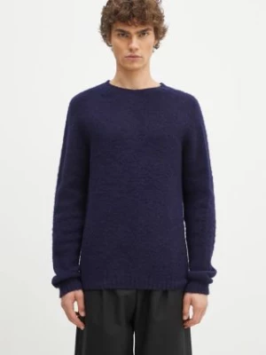 Norse Projects sweter wełniany Birnir Brushed Lambswool męski kolor granatowy ciepły N45.0520.7004