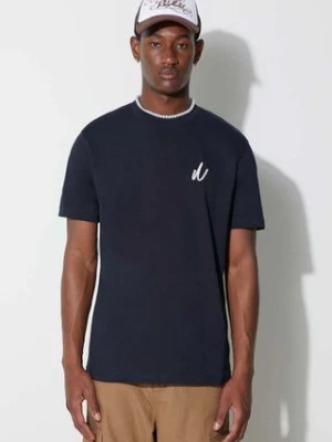 Norse Projects t-shirt bawełniany Johannes Organic Chain Stitch Logo T-shirt kolor granatowy z aplikacją N01-0648-7004