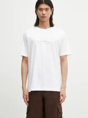 Norse Projects t-shirt bawełniany Johannes Organic Code Print T-shirt męski kolor biały z nadrukiem N01.0689.0001