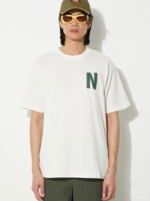 Norse Projects t-shirt bawełniany Simon Loose Organic męski kolor beżowy z nadrukiem N01.0659.0957