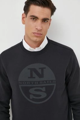 North Sails bluza bawełniana męska kolor czarny z nadrukiem