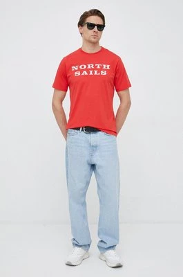 North Sails t-shirt bawełniany kolor czerwony z nadrukiem