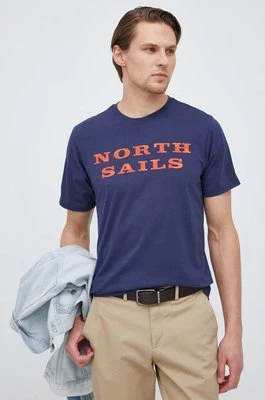 North Sails t-shirt bawełniany kolor granatowy z nadrukiem