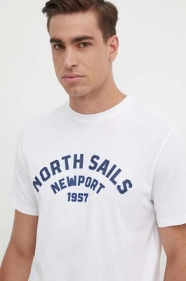 North Sails t-shirt bawełniany męski kolor biały z nadrukiem 692988