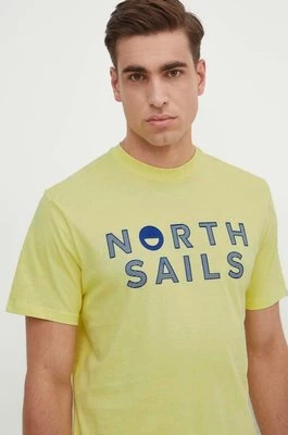 North Sails t-shirt bawełniany męski kolor żółty z aplikacją 692973