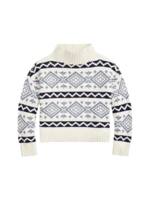 Norweski wzorzysty sweter w kolorze kości słoniowej i niebieskim Ralph Lauren