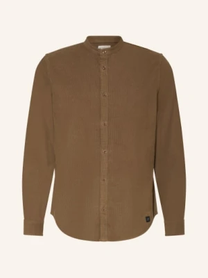 Nowadays Koszula Z Tkaniny Sztruksowej O Regularnym Kroju Z Stójką braun