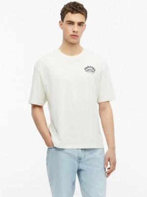 Nowoczesny krój: bawełniany T-shirt z nadrukiem z przodu i z tyłu s.Oliver kremowy