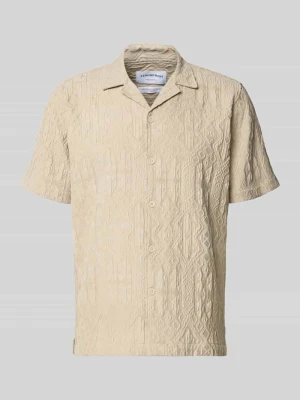 Nowoczesny krój modern fit koszula casualowa z fakturowanym wzorem lindbergh Ziemisty brązowy