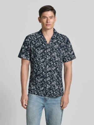 nowoczesny krój modern fit koszula casualowa z kołnierzem z połami Lerros Granatowy