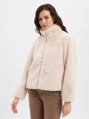 Nümph Damska kurtka z pluszowym futerkiem - NUWinda Kobiety Sztuczne włókno biały jednolity,